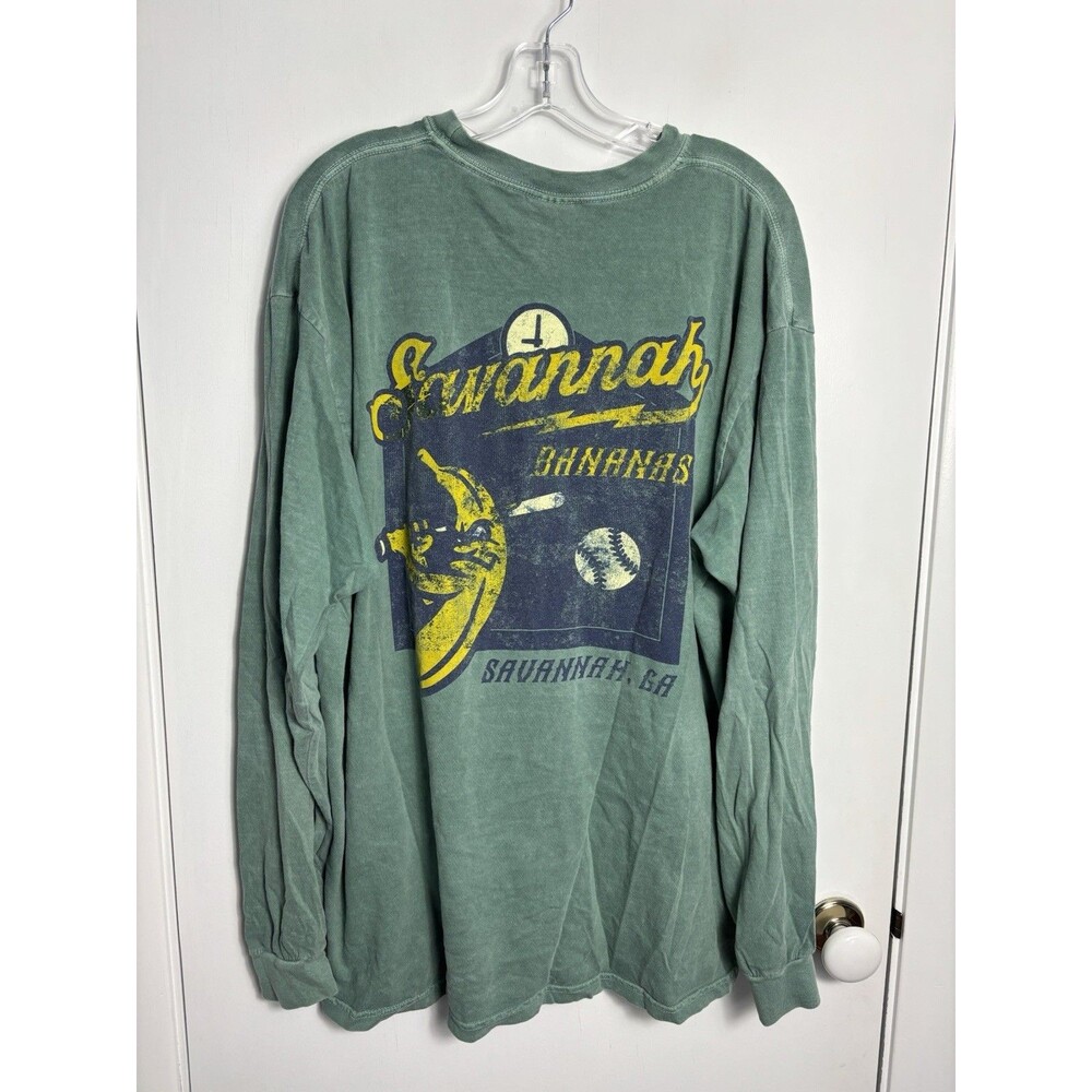 Savannah Bananas Long Sleeve T Shirt Men's 2XL Faded Retro Graphic Tee Green